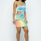 One Shoulder Two Side Cut Off Mini Dress W/mask