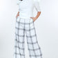 High Waist Plaid Print Wide Leg Pants