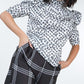 High Waist Plaid Print Wide Leg Pants