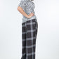 High Waist Plaid Print Wide Leg Pants