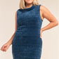 Plus Size Sleeveless Ribbed Knit Semi-turtleneck Mini Dress