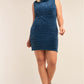 Plus Size Sleeveless Ribbed Knit Semi-turtleneck Mini Dress