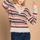 Multi-colored Variegated Striped Knit Sweater