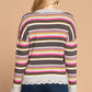 Multi-colored Variegated Striped Knit Sweater