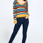 Multi-colored Variegated Striped Knit Sweater