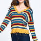 Multi-colored Variegated Striped Knit Sweater