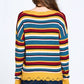 Multi-colored Variegated Striped Knit Sweater