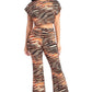 Zebra Print Crop Top And Palazzo Pants Set