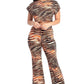 Zebra Print Crop Top And Palazzo Pants Set