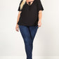 Plus Size Solid Top With A Necktie, Pleated Detail, And Flutter Sleeves