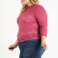 Plus Size Sheer Lace Fitted Top