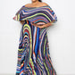 Geo Printed Off Shoulder Pleated Maxi Dress