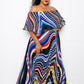 Geo Printed Off Shoulder Pleated Maxi Dress