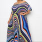 Geo Printed Off Shoulder Pleated Maxi Dress