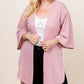 Plus Size Solid Hacci Brush Open Front Long Cardigan With Bell Sleeves