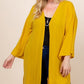 Plus Size Solid Hacci Brush Open Front Long Cardigan With Bell Sleeves