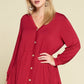 Plus Size Solid Heavy Rayon Modal Jersey Faux Button Up