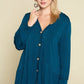 Plus Size Solid Heavy Rayon Modal Jersey Faux Button Up