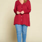 Plus Size Solid Heavy Rayon Modal Jersey Faux Button Up