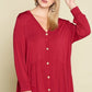 Plus Size Solid Heavy Rayon Modal Jersey Faux Button Up