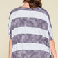 Stripe Printed Pleated Blouse Featuring A Boat Neckline And 1/2 Sleeves