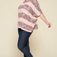 Stripe Printed Pleated Blouse Featuring A Boat Neckline And 1/2 Sleeves