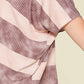 Stripe Printed Pleated Blouse Featuring A Boat Neckline And 1/2 Sleeves