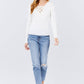 V-neck Eyelet Strap Back Sweater