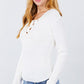 V-neck Eyelet Strap Back Sweater