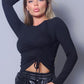 Long Sleeve Round Neck Side Ruched Top