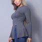 Sleek & Chic Fall Long Sleeve Slitted Top