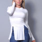 Sleek & Chic Fall Long Sleeve Slitted Top