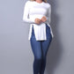 Sleek & Chic Fall Long Sleeve Slitted Top