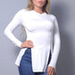 Sleek & Chic Fall Long Sleeve Slitted Top