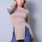 Sleek & Chic Fall Long Sleeve Slitted Top