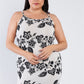 Plus Size Ivory Black Floral Basic Dress