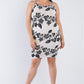 Plus Size Ivory Black Floral Basic Dress