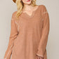 Two-tone Ribbed Tunic Top With Side Slits