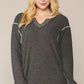 Two-tone Ribbed Tunic Top With Side Slits