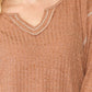 Two-tone Ribbed Tunic Top With Side Slits