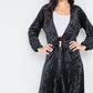 Crushed Velvet Open Front Tie Jacket