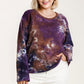 French Terry Tie-dye Raglan Long Sleeve Top With Raw Hem