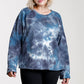 French Terry Tie-dye Raglan Long Sleeve Top With Raw Hem