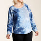 Tie-dye Button Front Long Raglan Sleeve Top With Raw Hem