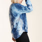 Tie-dye Button Front Long Raglan Sleeve Top With Raw Hem