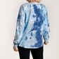 Tie-dye Button Front Long Raglan Sleeve Top With Raw Hem