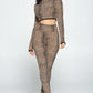 Animal Print Long Sleeve Two Piece Set