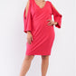 Plus Coral Pink Plunging V-neck Long Slit Sleeve Detail Mini Dress