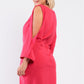 Plus Coral Pink Plunging V-neck Long Slit Sleeve Detail Mini Dress