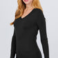 V-neck Sweater W/rivet Button